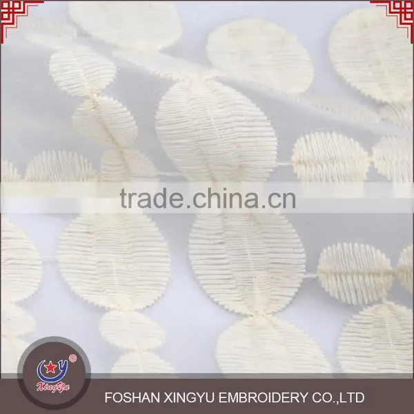 2016 Newest Design Cream-coloured Voile Cotton Embroidery Bridal Fabric for Garment Wholesale Oversea photo-3
