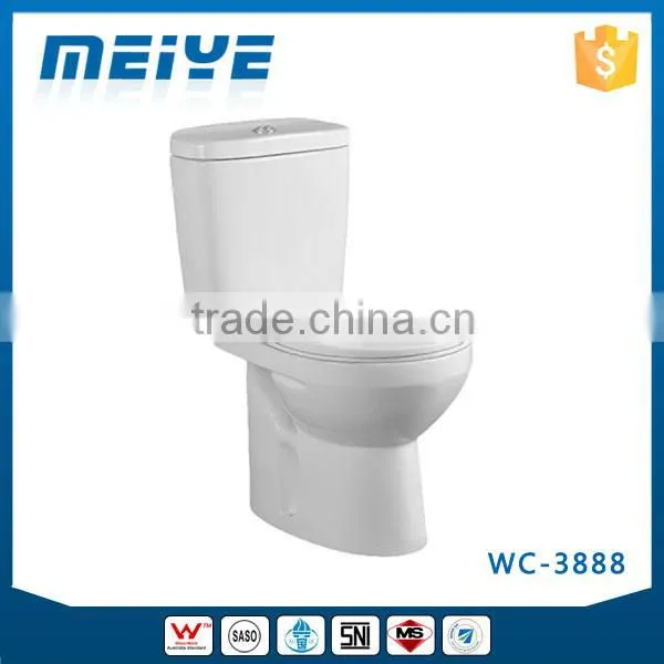 WC-3888 Siphonic One-Piece Toilet With Soft Closing Cover Ramp Down Closer, Water Closet Toilet Bowl