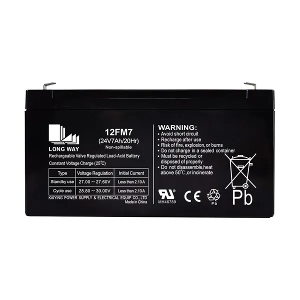 LONGWAY VRLA Rechargeable Storage Lead Acid Battery 12FM7 24V7AH 24V Deep Cycle UPS AGM Battery for Alarm System Electric Kids Car