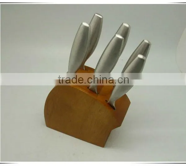 7pcs Stainless Steel Hollow Handle Good Quality With Wooden Block Steak Knife