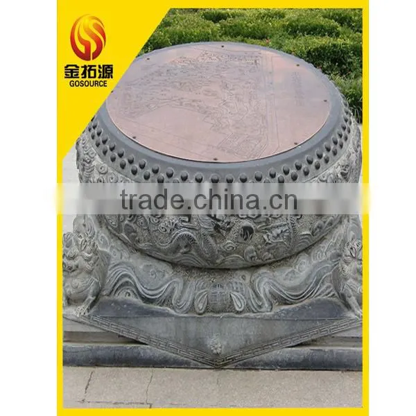 Granite Stone Drum With Dragon Carving