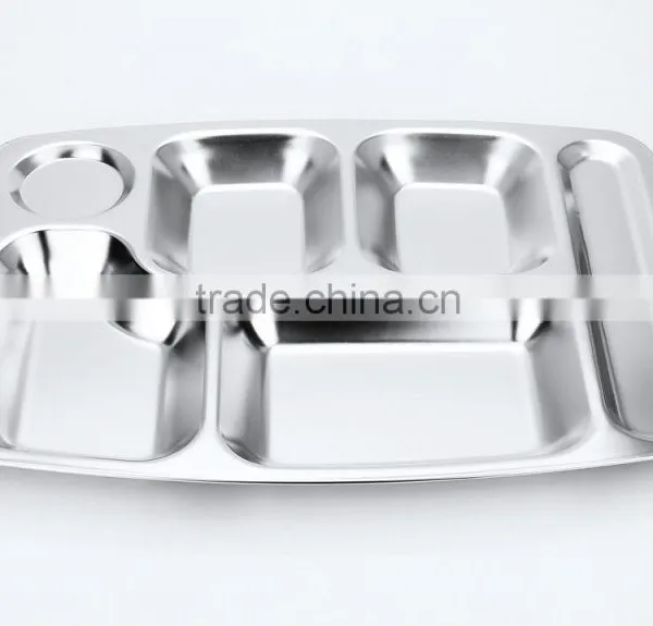 Home Utensils China 304 Stainless Steel Square Compartment Dinner Plates photo-3