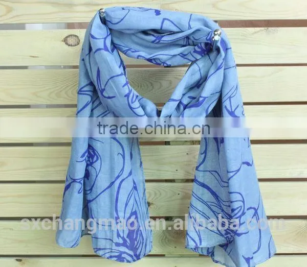 100% Polyester Blue Fashionable Lady Scarf