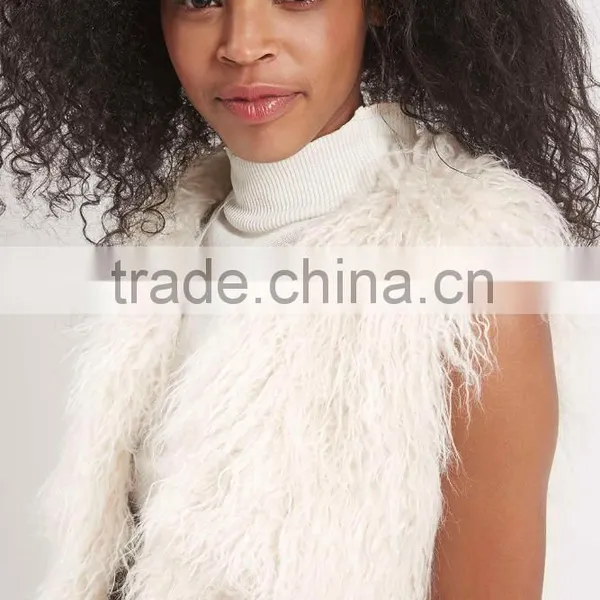 LFFV0010 Classic Faux White Mink Fur Short Ladies Vest photo-4