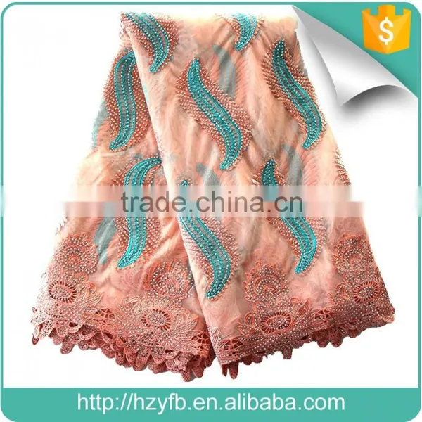 New Arrival French Lace Fabric 2016 for Wedding / Mesh Lace Fabric With Stones / African French Lace for Evening Dress photo-2