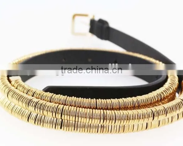2015 Fashion Dress PU Belt With Shiny Gold Metal Accessories in Yiwu photo-3