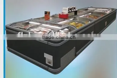 Island Freezer Meat Storage in the Supermarket Glass Chest Freezer photo-3
