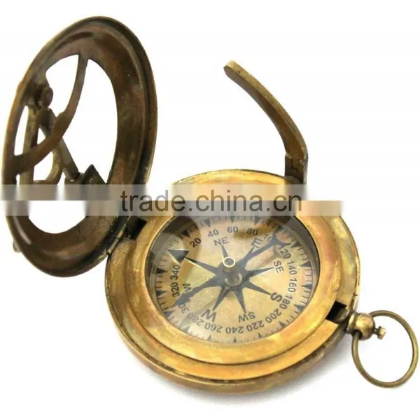 Brass Magnetic Direction Sundial Compass -pendant Compass Push Button Compass13327 photo-2