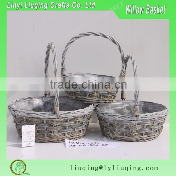 Wicker Plastic Lined Garden Hanging Plant Basket photo-6