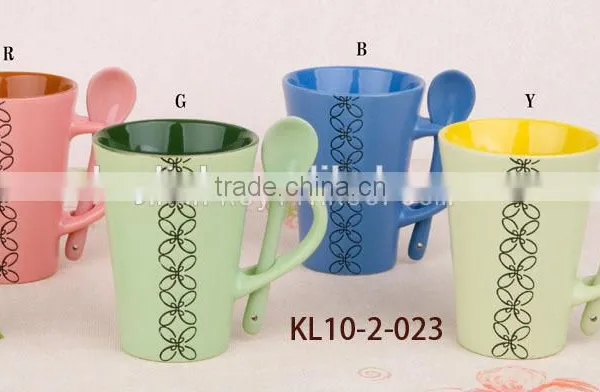 Elegent Design Ceramic Cafe Mug With Spoon photo-3