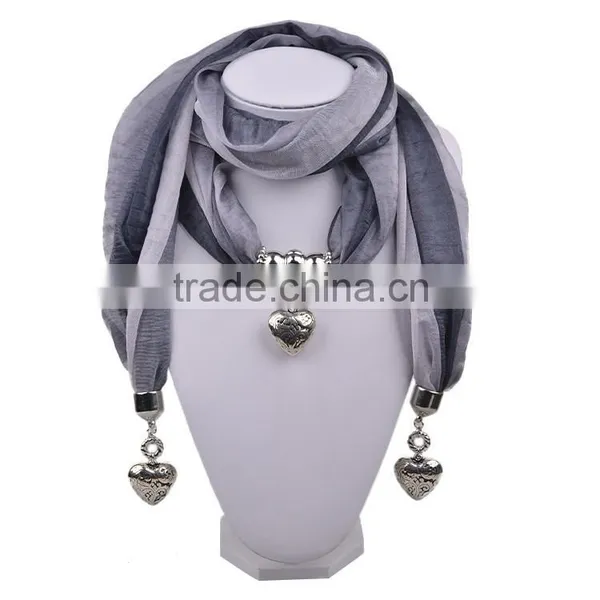 New Arrival Top Sell us Style Colorful Flower Necklace Scarf With Heart Pendant for Lady photo-2