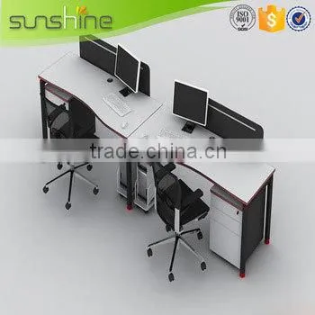 Modern Elegant Office Workstation Design 2 Seats Office Cubicles Aluminum Frame Panel and Frosted Glass Partition photo-6
