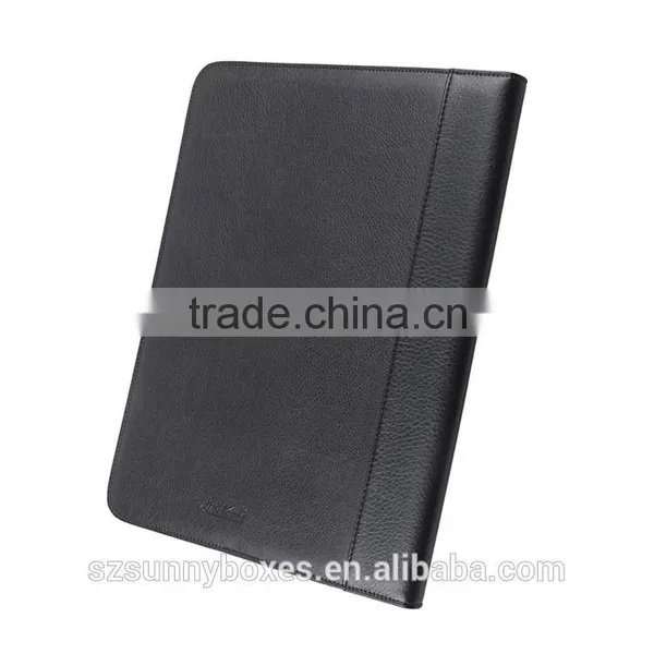 A4 Black PU/PVC Leather Zipper Notepad Portfolio With Calculator Quality Choice photo-3