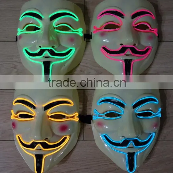 EL Wire Halloween Mask / EL Wire Party Mask / EL Wire V For Vendetta Mask photo-2