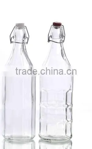 1 L Transparent Classic Clip Glass Water Bottle photo-3