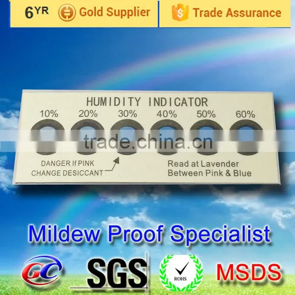 10% to 60% Humidity Indicator Card Six Dots