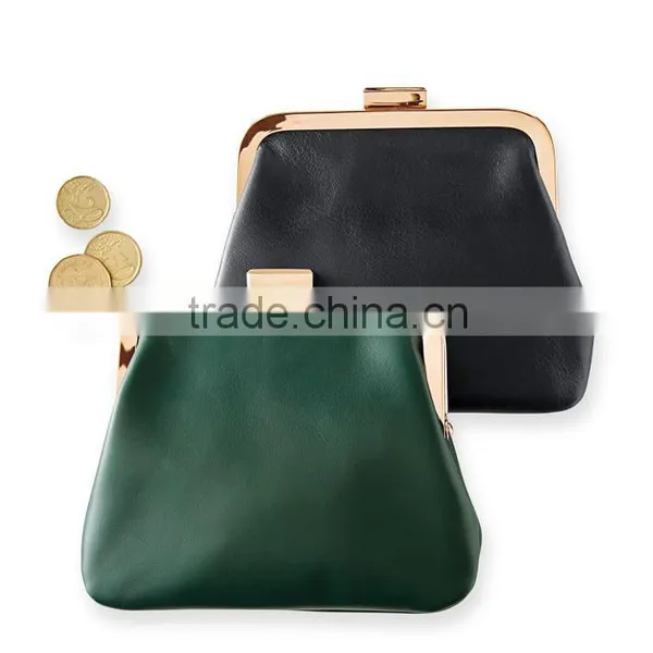 Leather Zip Coin Purse Frame Hand Purse