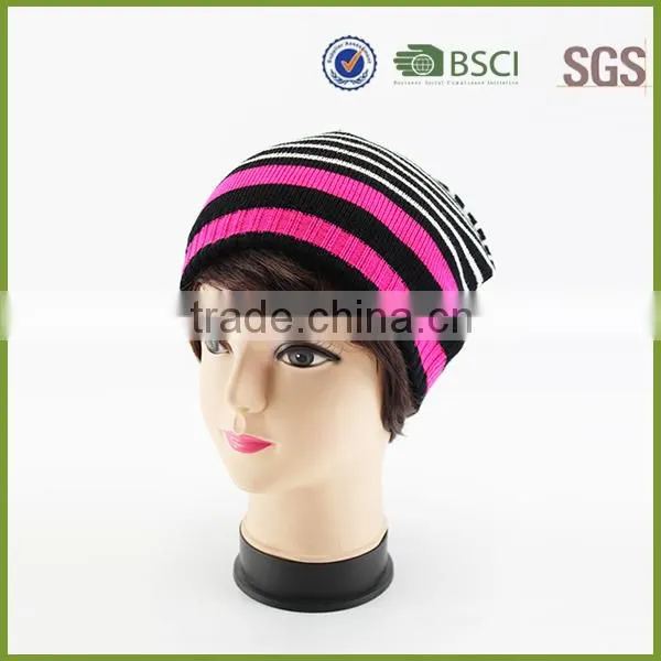 Knitting Pattern Hat Crochet Striped Knitted Beanie /beanie Hat With String photo-3