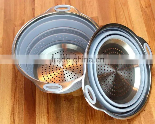 High Quality Food Grade Fruits and Vegetables Silicone Collapsible Colander photo-6