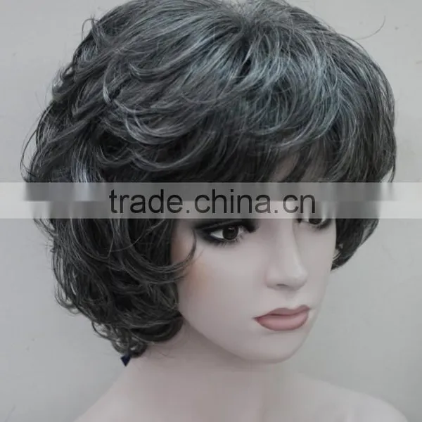 Black With c Aged Women Elderly Fluffy Wig N530 photo-2