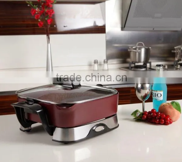 Multi Cooker With Adjustable Thermostat 12*12 Inches Square Non-stick Coating Electric Skillet Fry Pan photo-2