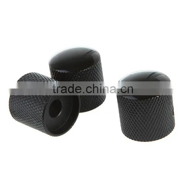 3PCS Metal Dome Knobs Knurled Barrel for Electric Guitar Parts Black photo-4