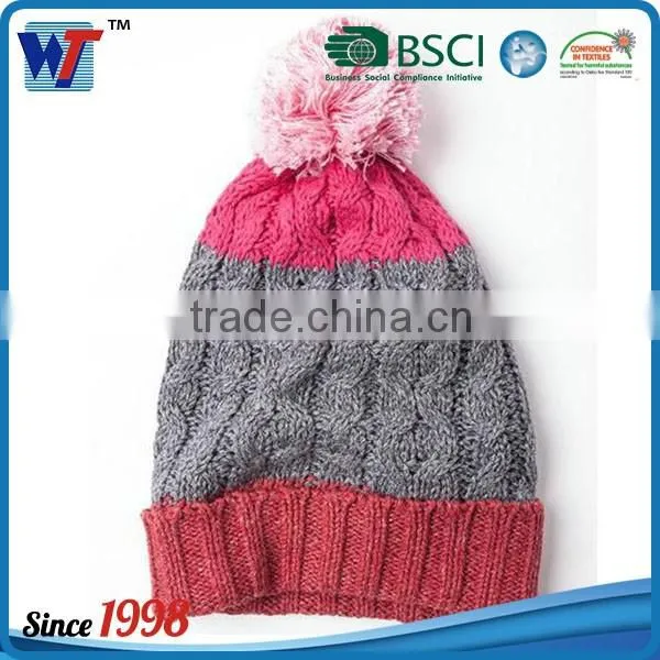 Korean Colorful Lovely Knitted Slouchy Beanie Cap With Pom Pom photo-2