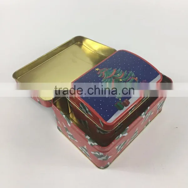 2017 New Design Custom Printed Small Square Tin Gift Box Can 2pc Set photo-2