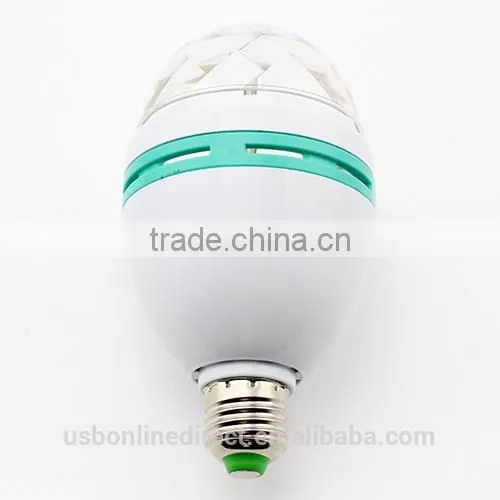 Fashionable 3W E27 RGB Led Crystal Magic Ball Light Led Rotating Lamp photo-3