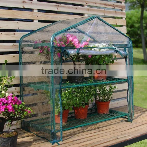 PVC Cover With Zipper Design Door and Tube Frame GreenhouseHX51001A