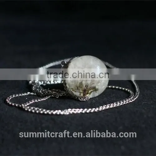 Natural Real Dandelion Pendant Necklace
