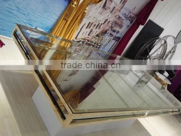Hot Selling Golden Stainless Steel Wedding Project Wedding Table With Glass Top photo-2
