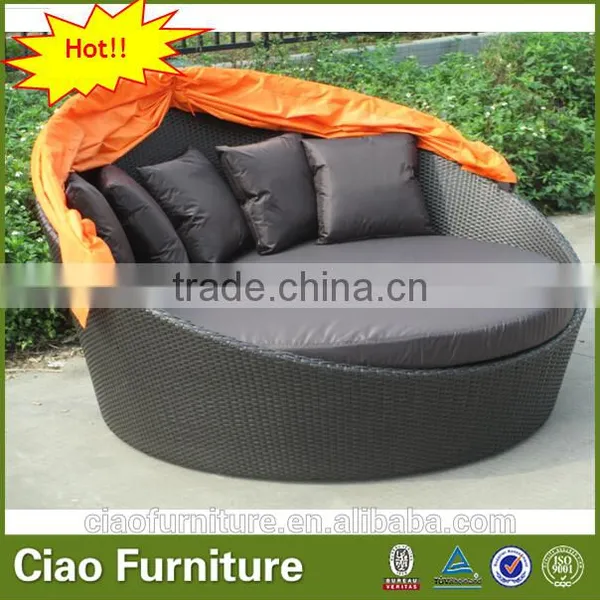 Cheap Rattan Furniture Round Sun Bed Cover photo-4