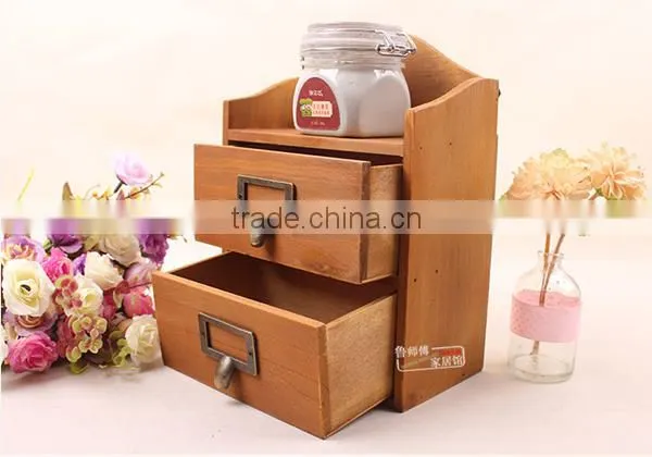 Antique Style Jewelry Storage Cabinets Zakka Storage Mini Cabinets With 2 Drawer photo-3