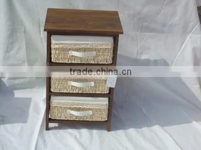 Tong Wood Living Room Display Shoe Cabinet With Wicker Drawer photo-3