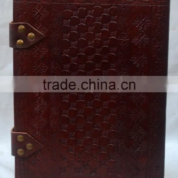 Handmade Vintage Embossed Leather Journal With Dual Belt photo-2