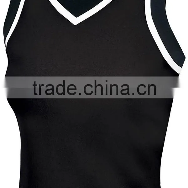 Sleeveless V Neck Knit Spandex Cheerleading Uniforms Women Sexy Tank Top Plus Size Sublimation Cheerleading Uniforms Custom photo-6