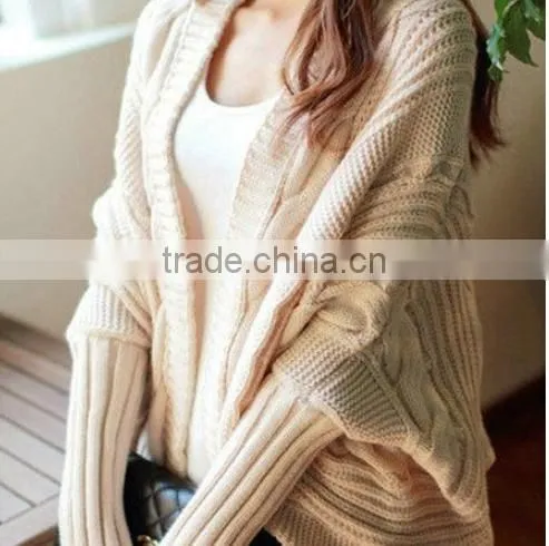 Women's Girls Bat Wing Thick Loose Sweater Wool Knit Shawl Cardigan Coat Outwear , Women's Sweater