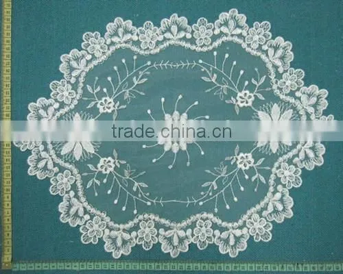Fancy Rosette Ivory Gold White Wedding Table Cloth photo-3