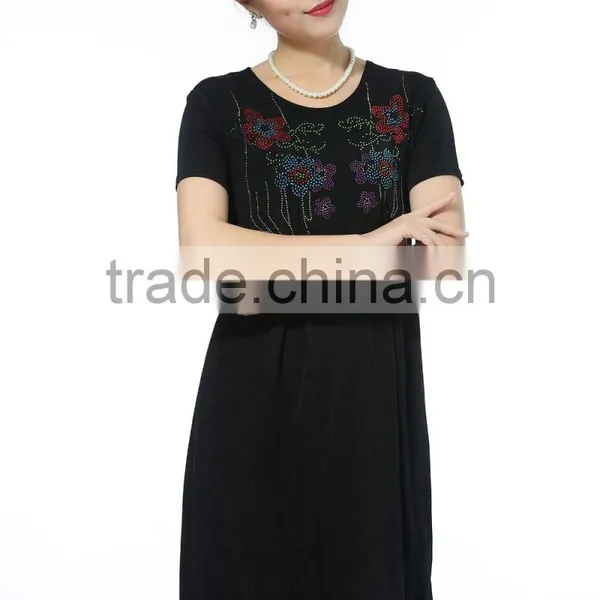 Comfortable Short Sleeve Dresses With Flower Printed Knitted Plus Size Women Dresses photo-3