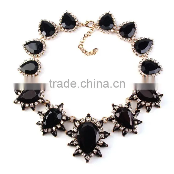 Fashion People Big Water Drop Resin Gems Chunky Coral Necklace photo-4