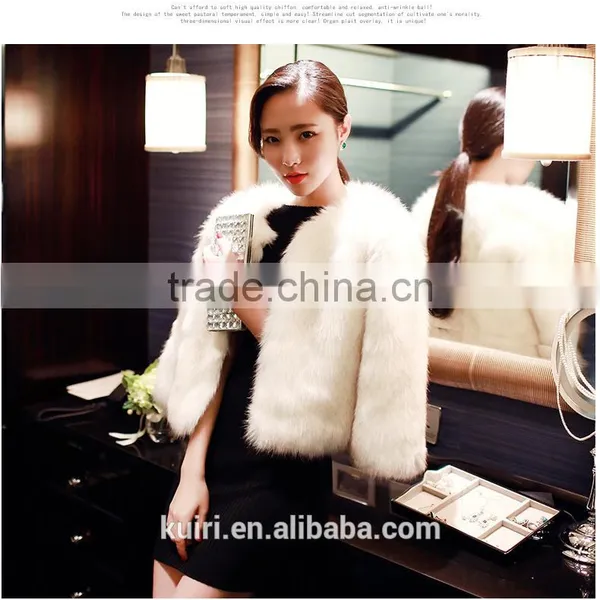 New Fashion 2016 Faux Fox Fur Coat Women Winter Medium Long Luxury Fake Fur Coats Female Jacket Overcoat Mex Mink Coat Ladies photo-2