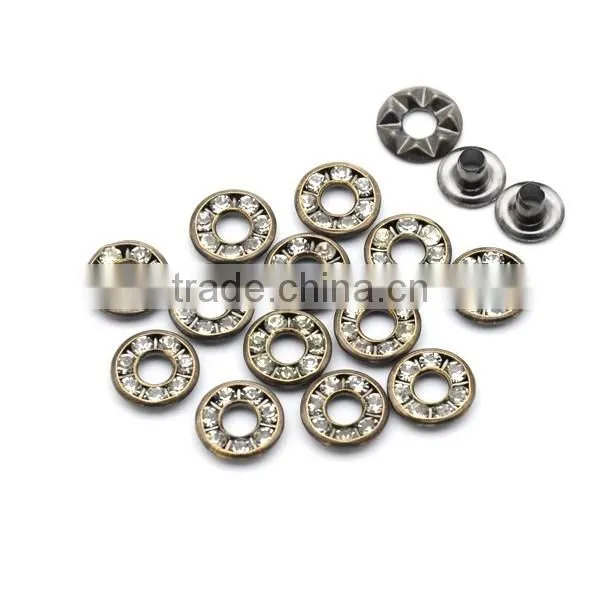 4 Colors 9mm Round Metal Brass Rhinestone Eyelets Crystal Diamond Grommets Glass Eyelets RE-9mm-001 photo-4