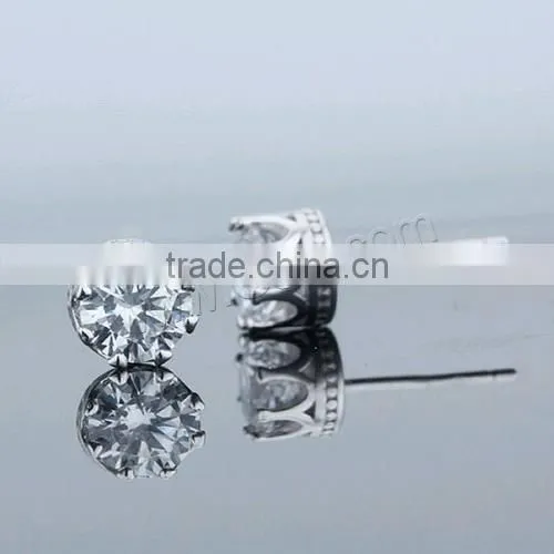 2017 New 925 Sterling Silver Earrings Jewelry With Rubber Earnut With Cubic Zirconia 6x6mm 1014621 photo-2