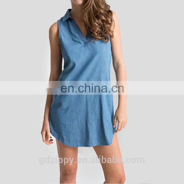 Latest Women Blue Denim Jeans Dress Denim Halter Dress Denim Dress photo-2
