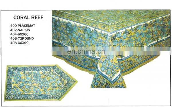 HAND BLOCK PRINTED TABLE CLOTH MAT & NAPKIN