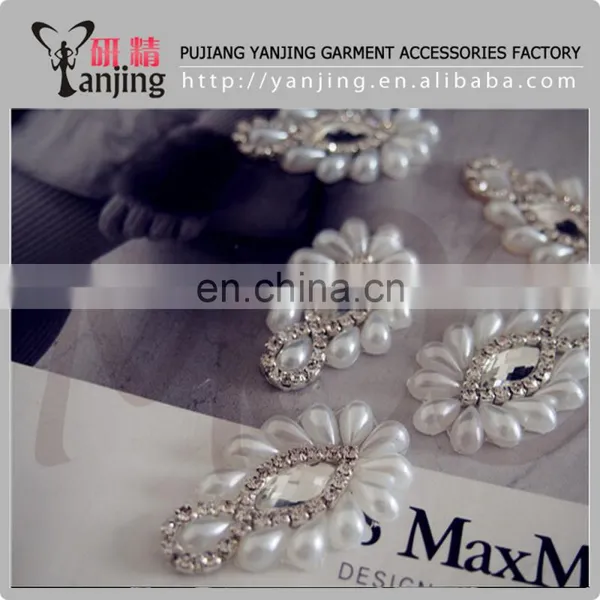 Factory Main Product !4.5*2.5CM Clear Silver Beaded Pearl Wedding Dress Flower Appliques photo-5