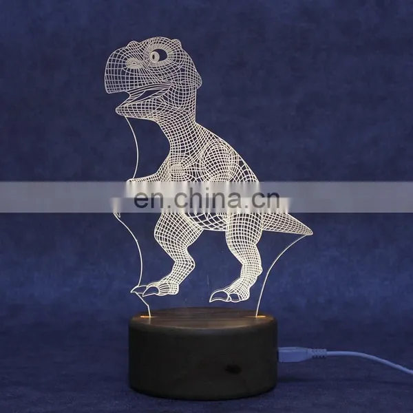 Wholesale Wooden Base Customized Acrylic Pattern 3D Night Light Led Lamp for Home photo-3