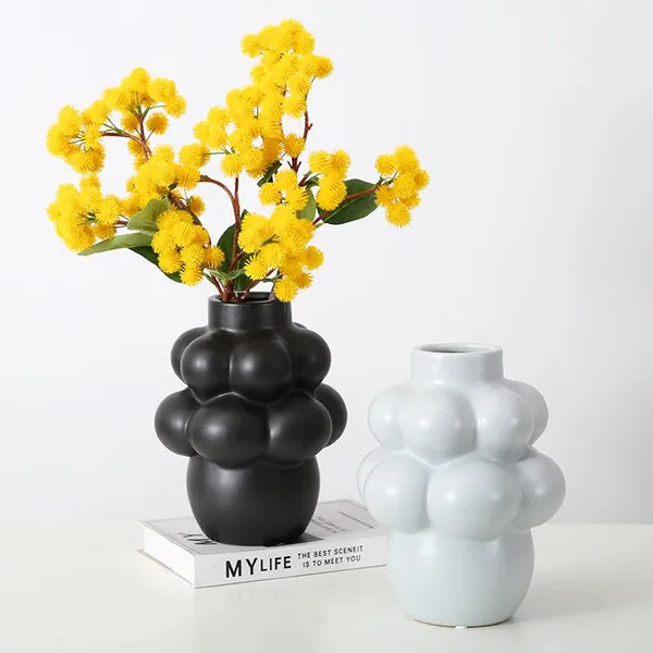 Grape-Shaped Soft Lovely Modern Simple Grey Ceramic Vase For Home Hourse Showroom photo-3