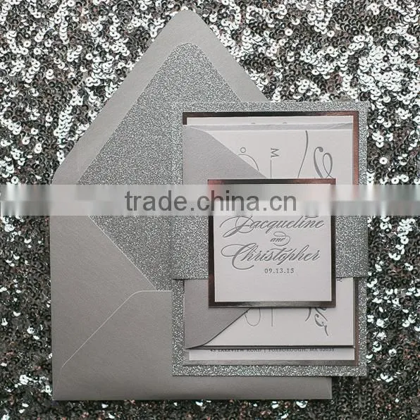 2016 Fancy Ornate Package Die Cut Blush and Gold Glitter Letterpress Wedding Invitation Quality Choice photo-3